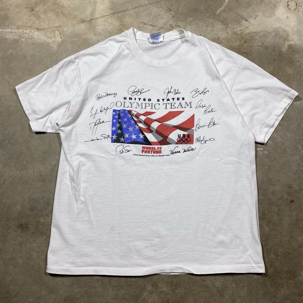 Vintage 1996 USA Olympic Team Wheel of Fortune Tee Hanes XL Single Stitch